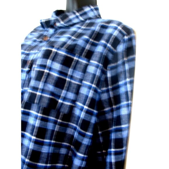 Pink Lily Flannel Shirt Women's 2XL Blue Plaid Raw Hem Modern Trendy - Picture 10 of 16